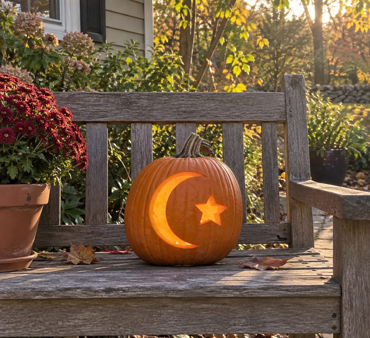 Simple Crescent and Star Pumpkin
