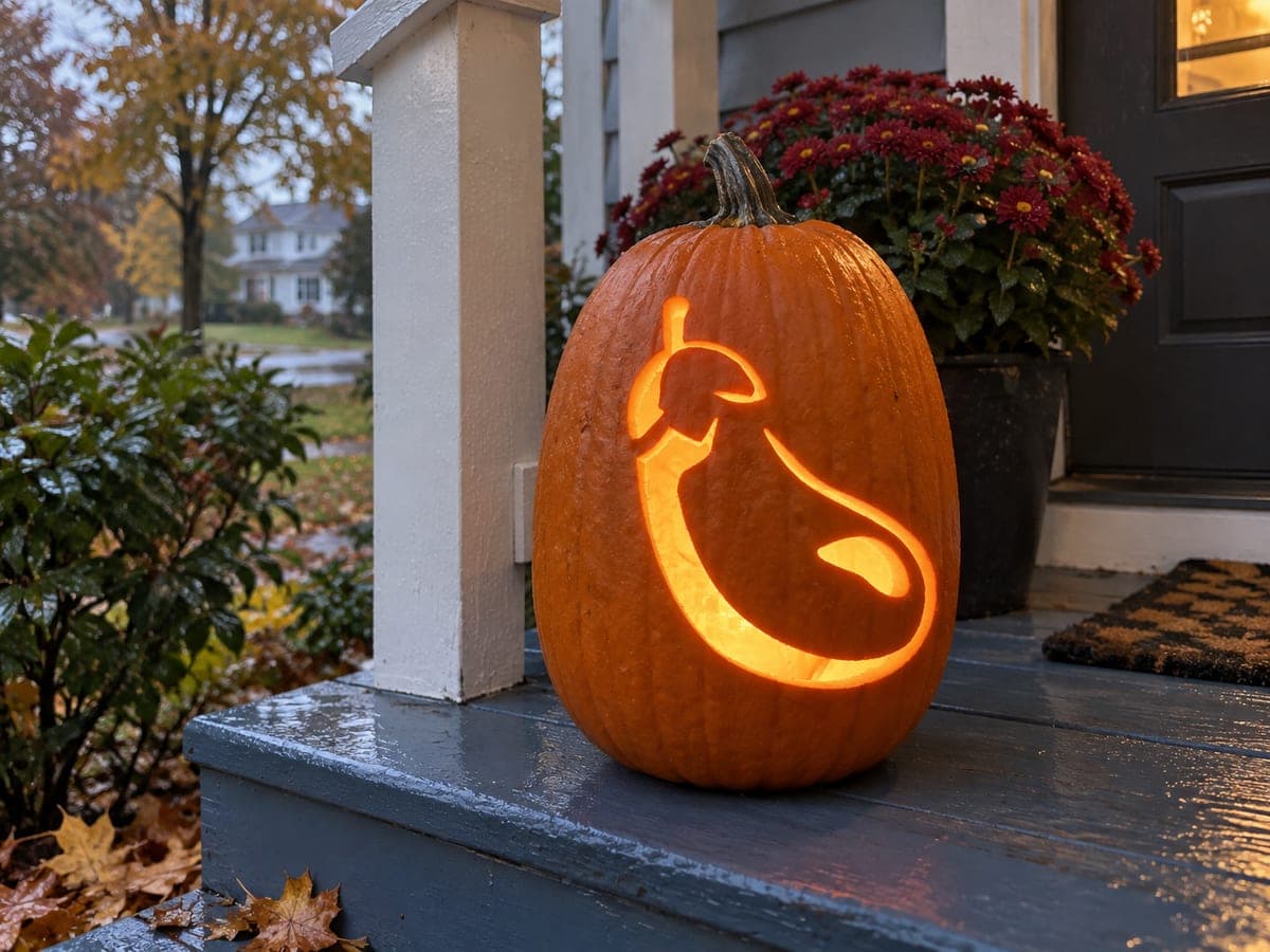 Simple Eggplant Outline Pumpkin