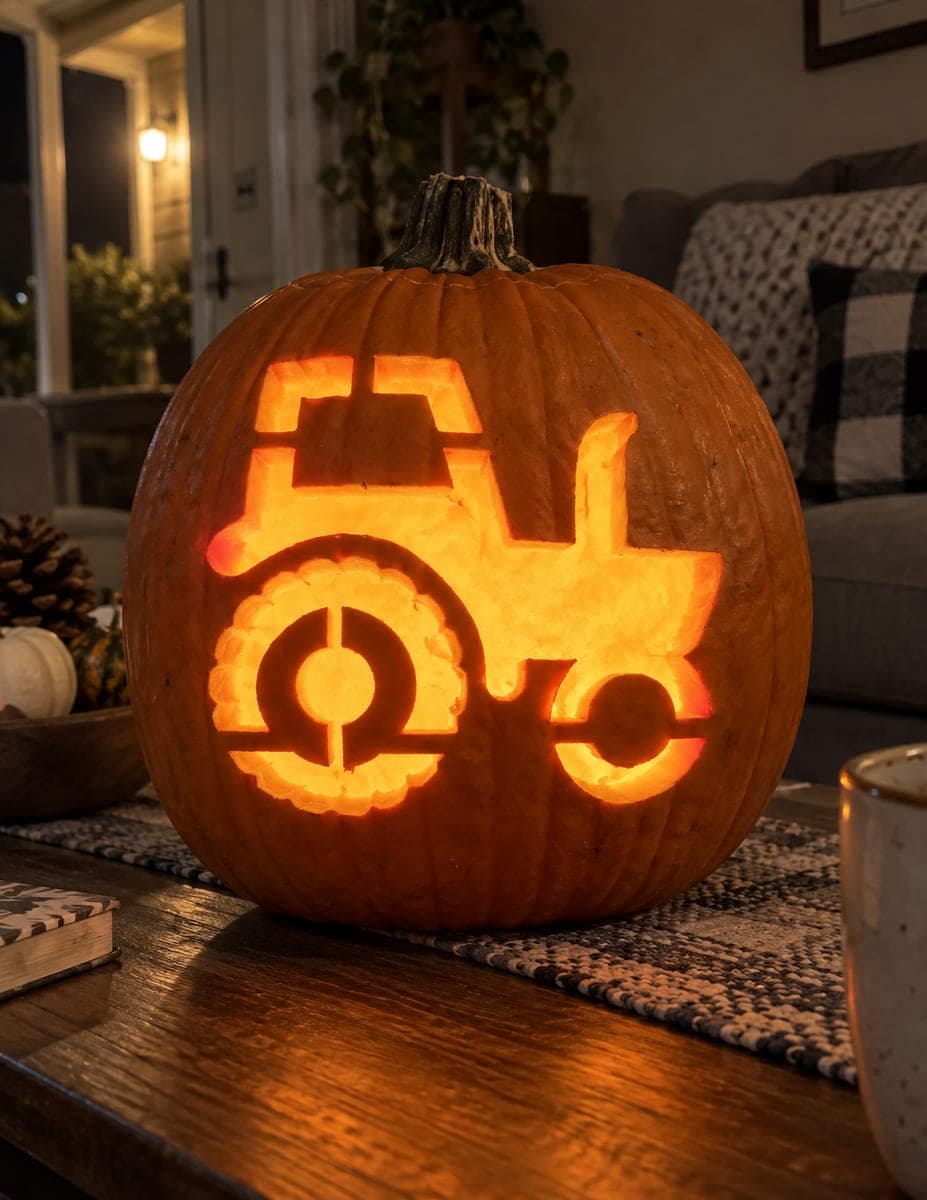 Simple Farm Tractor Pumpkin