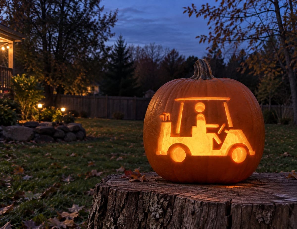 Simple Golf Cart With Driver Pumpkin