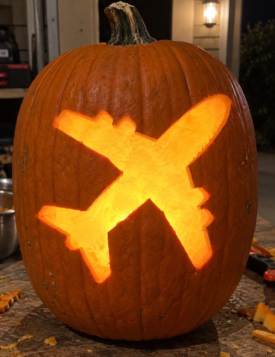 Simple Passenger Airplane Pumpkin
