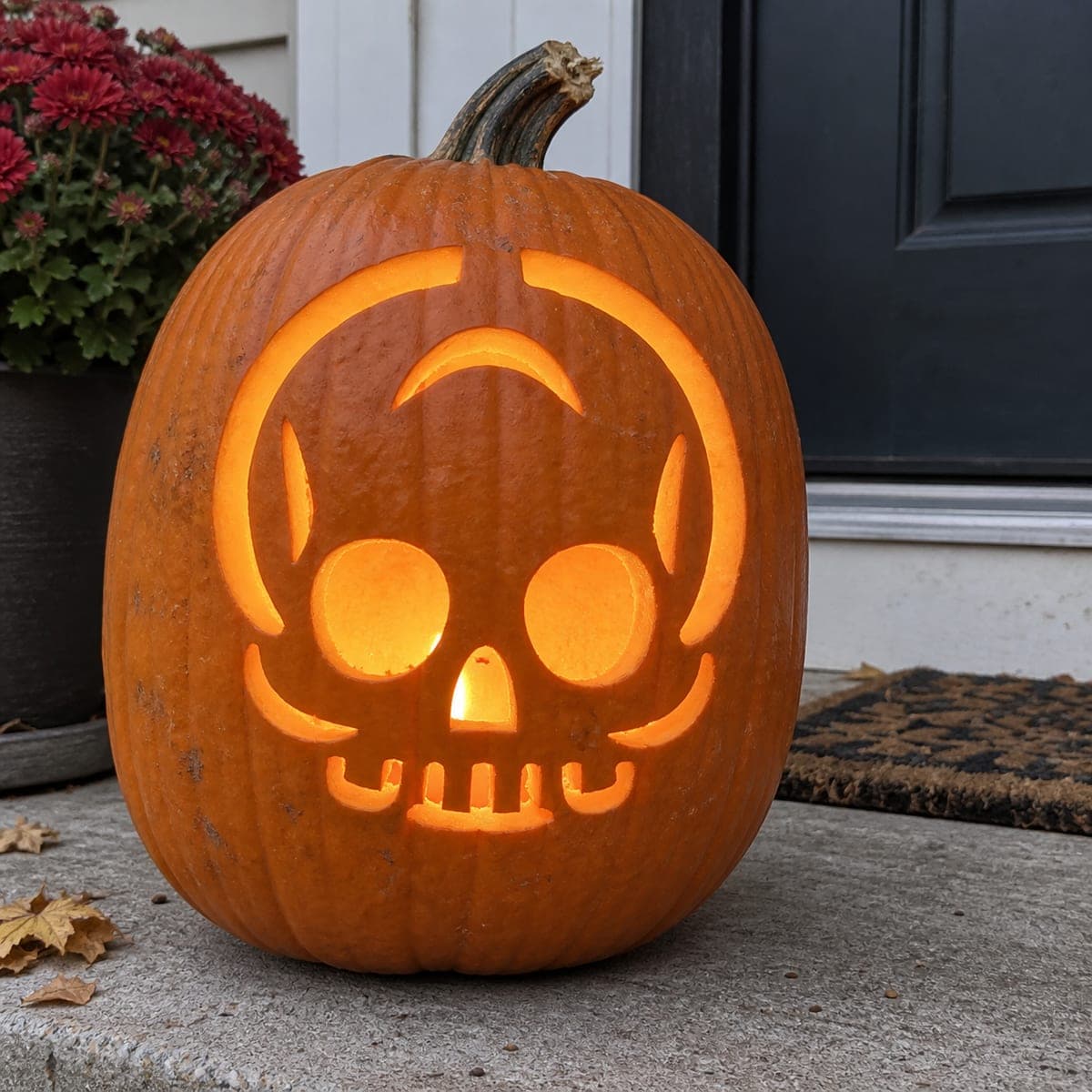 Simple Round Skull Pumpkin