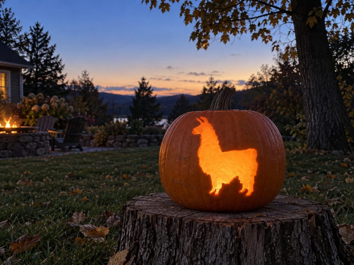 Simple Standing Llama Pumpkin