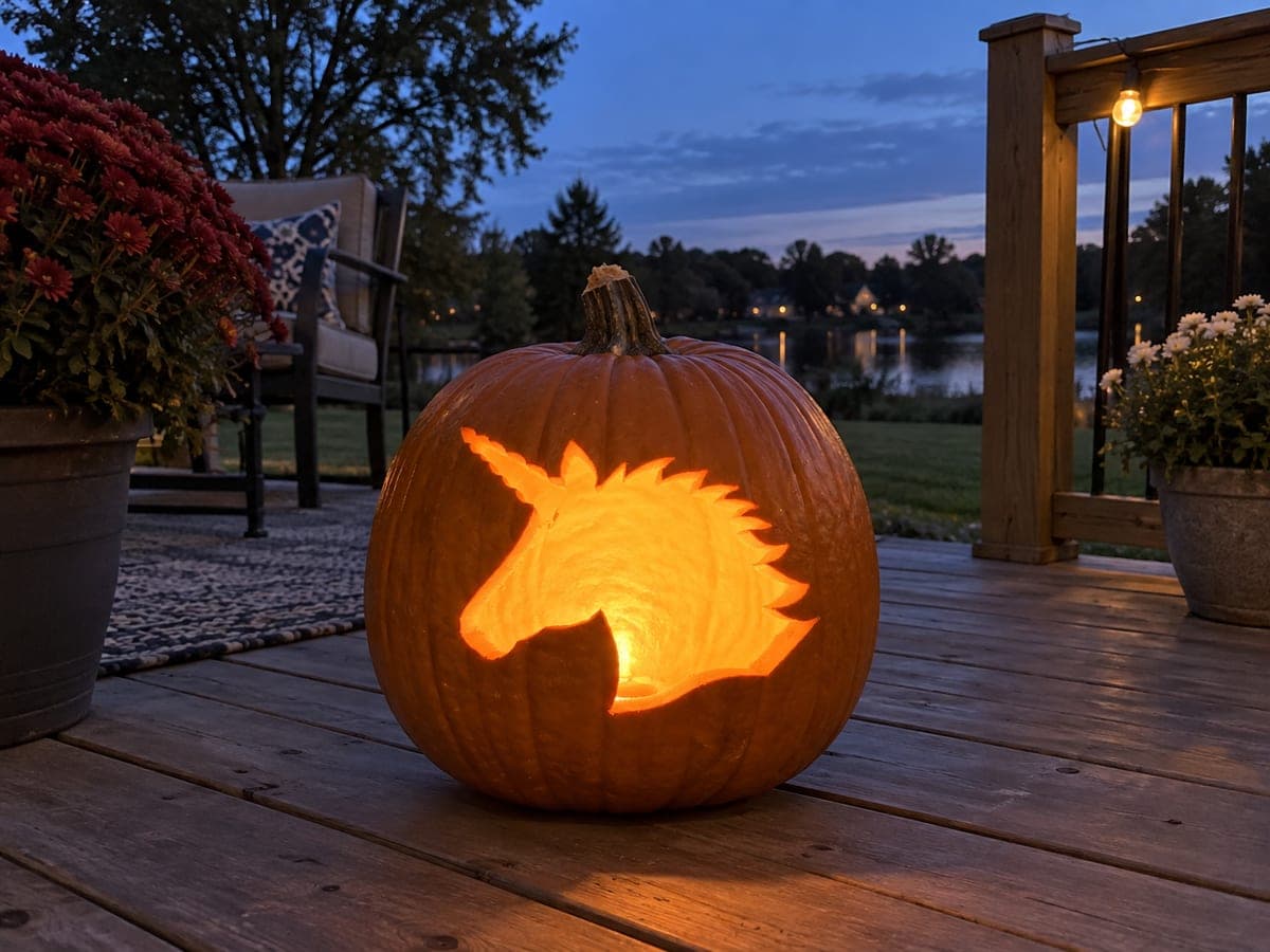Simple Unicorn Head Profile Pumpkin