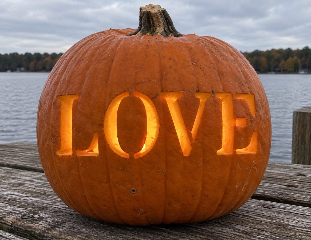 Single-Line LOVE Lettering Pumpkin