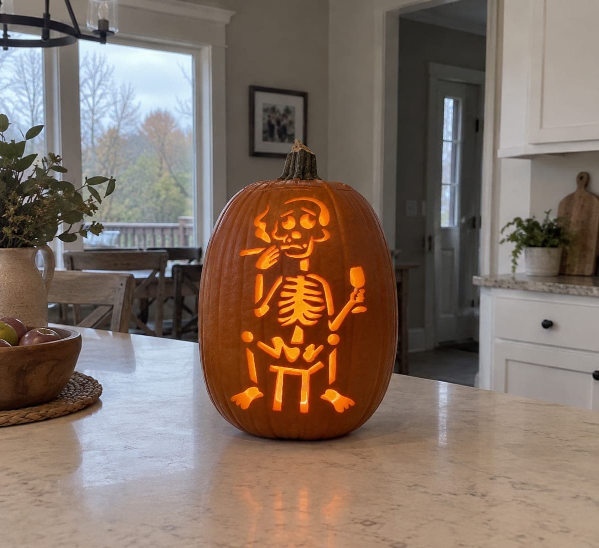 Skeleton Sitting on a Chair Pumpkin