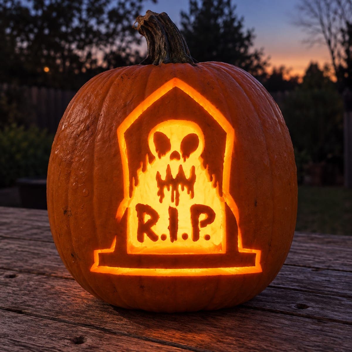Skull-Topped RIP Headstone Pumpkin — process shot 3 of 3