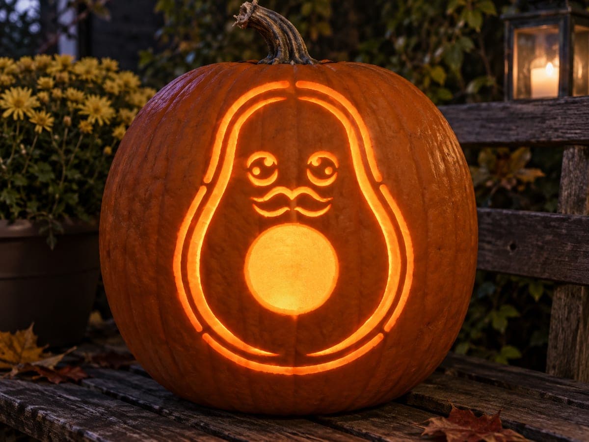 Smiling Avocado Half Pumpkin