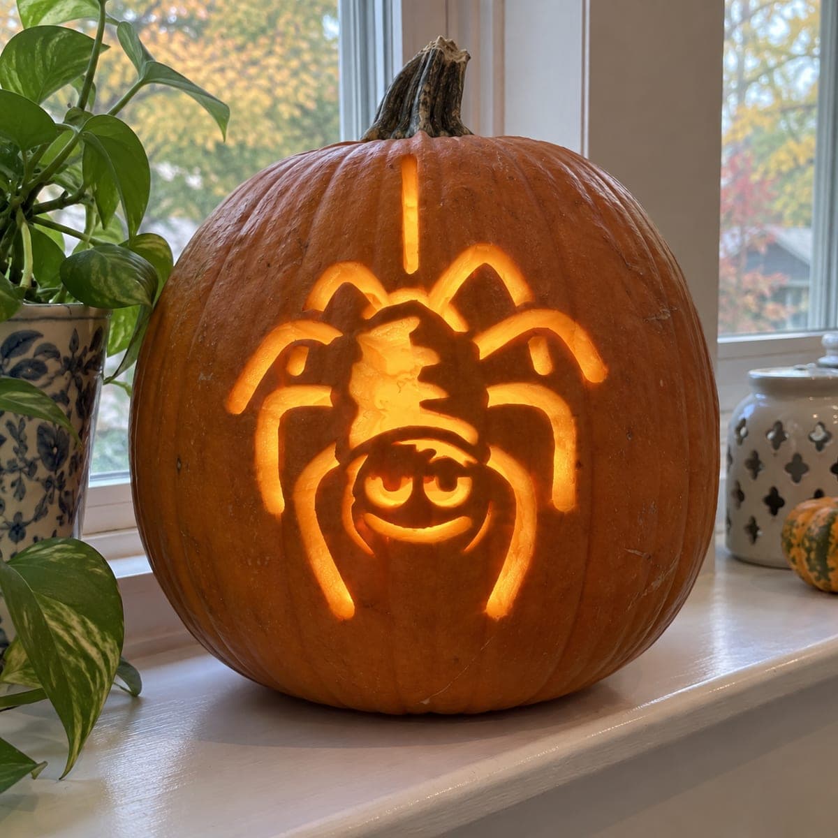 Smiling Hanging Spider Pumpkin