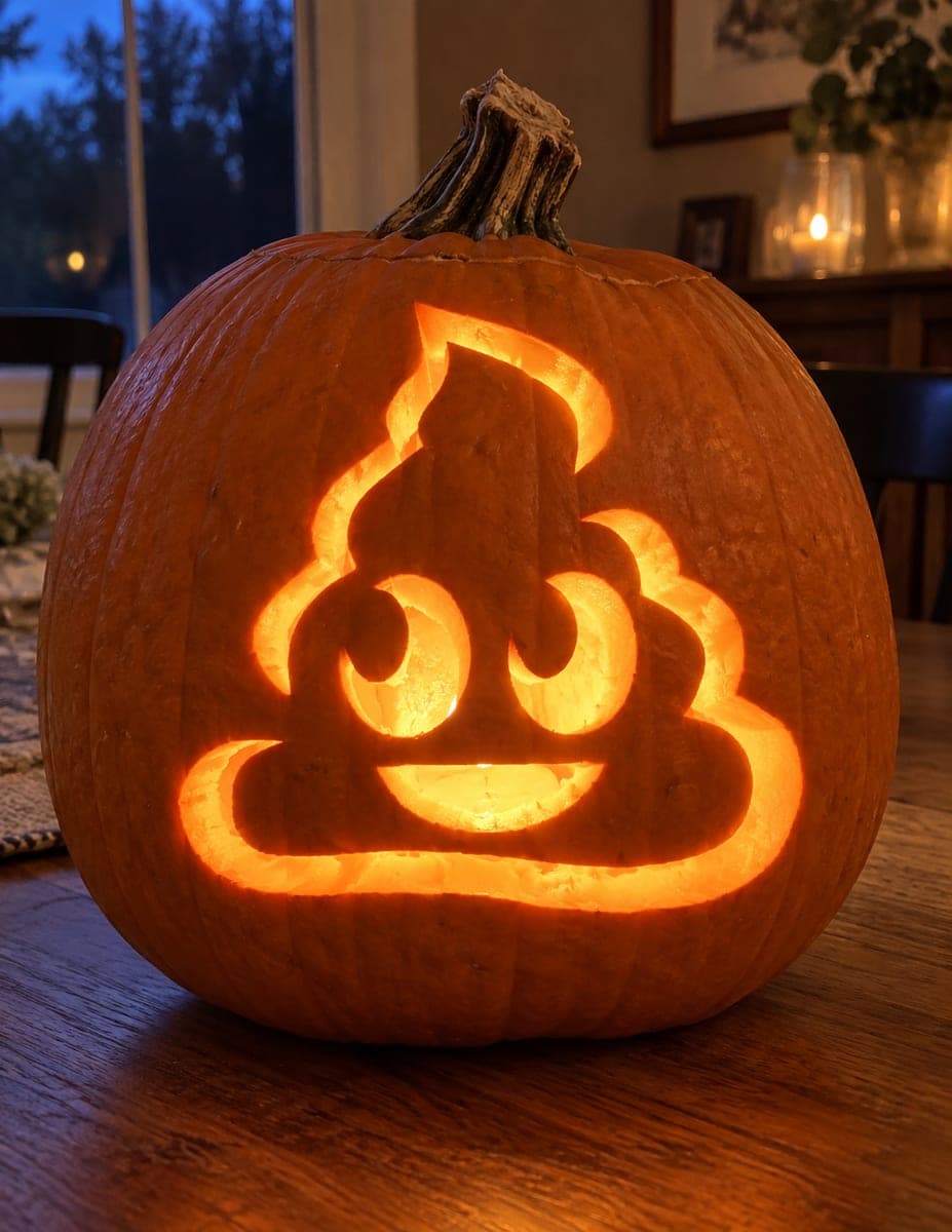 Smiling Poop Emoji Pumpkin