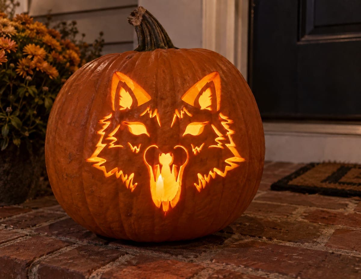Snarling Wolf With Open Jaws Pumpkin