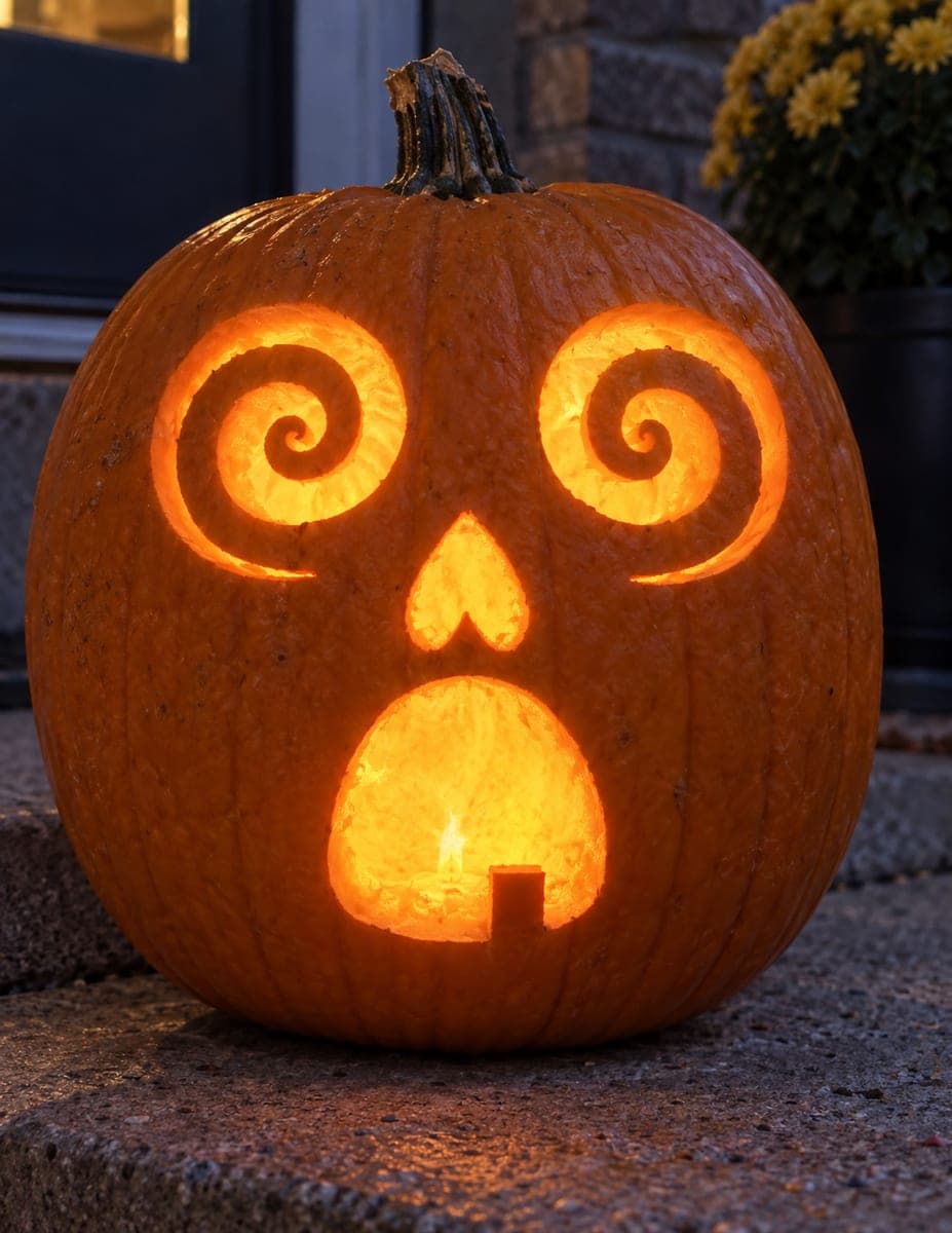 Spiral-Eyed Surprised Jack-O-Lantern Pumpkin