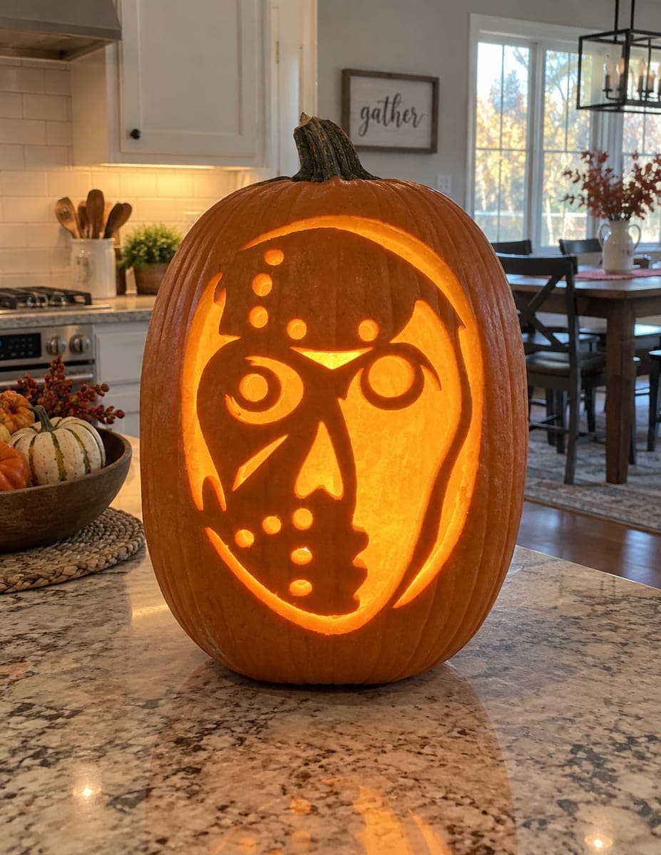 Split Hockey Mask Pumpkin