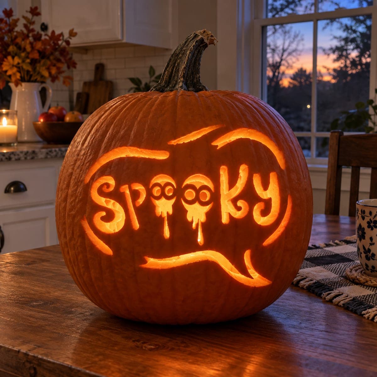 Spooky Ghost-Letter Speech Bubble Pumpkin
