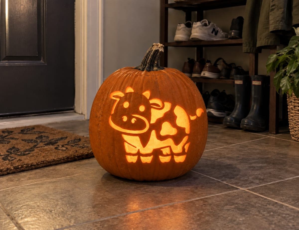 Spotted Cartoon Cow Pumpkin