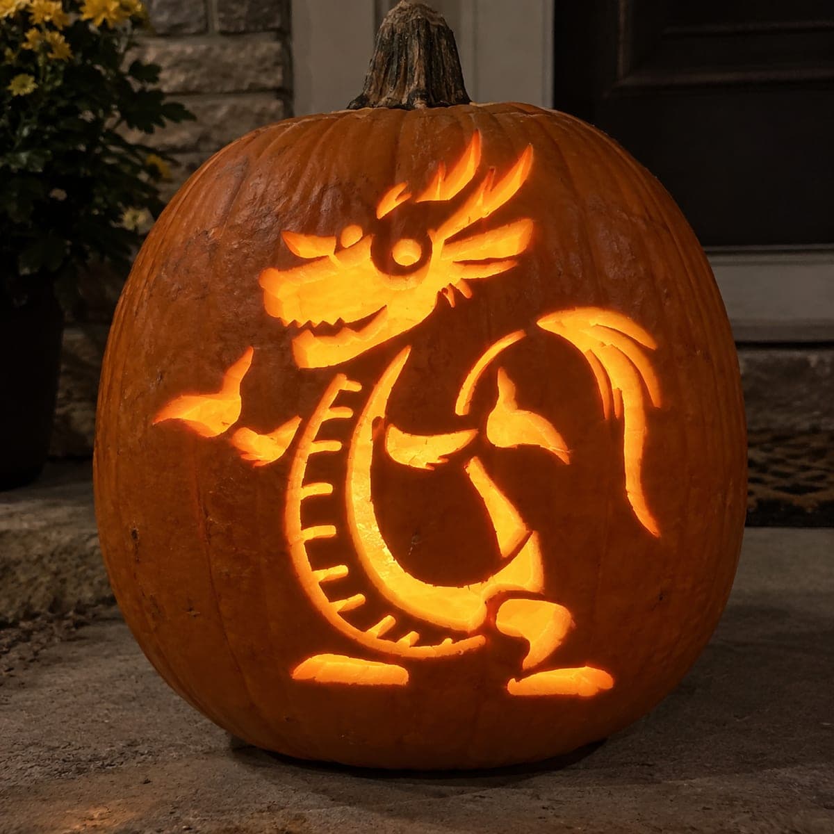 Standing Dragon With a Striped Belly Pumpkin