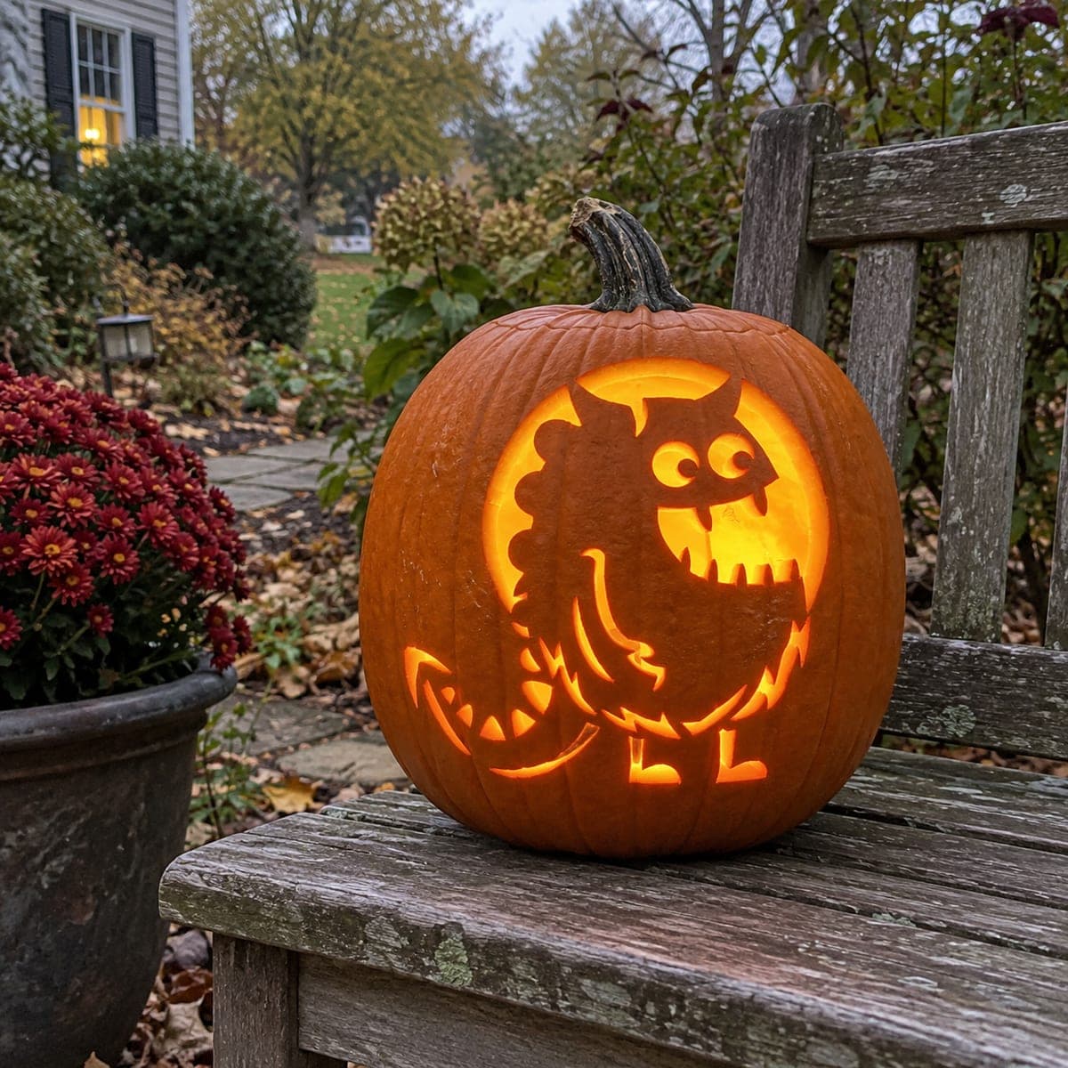 Stocky Monster With a Spiked Tail Pumpkin