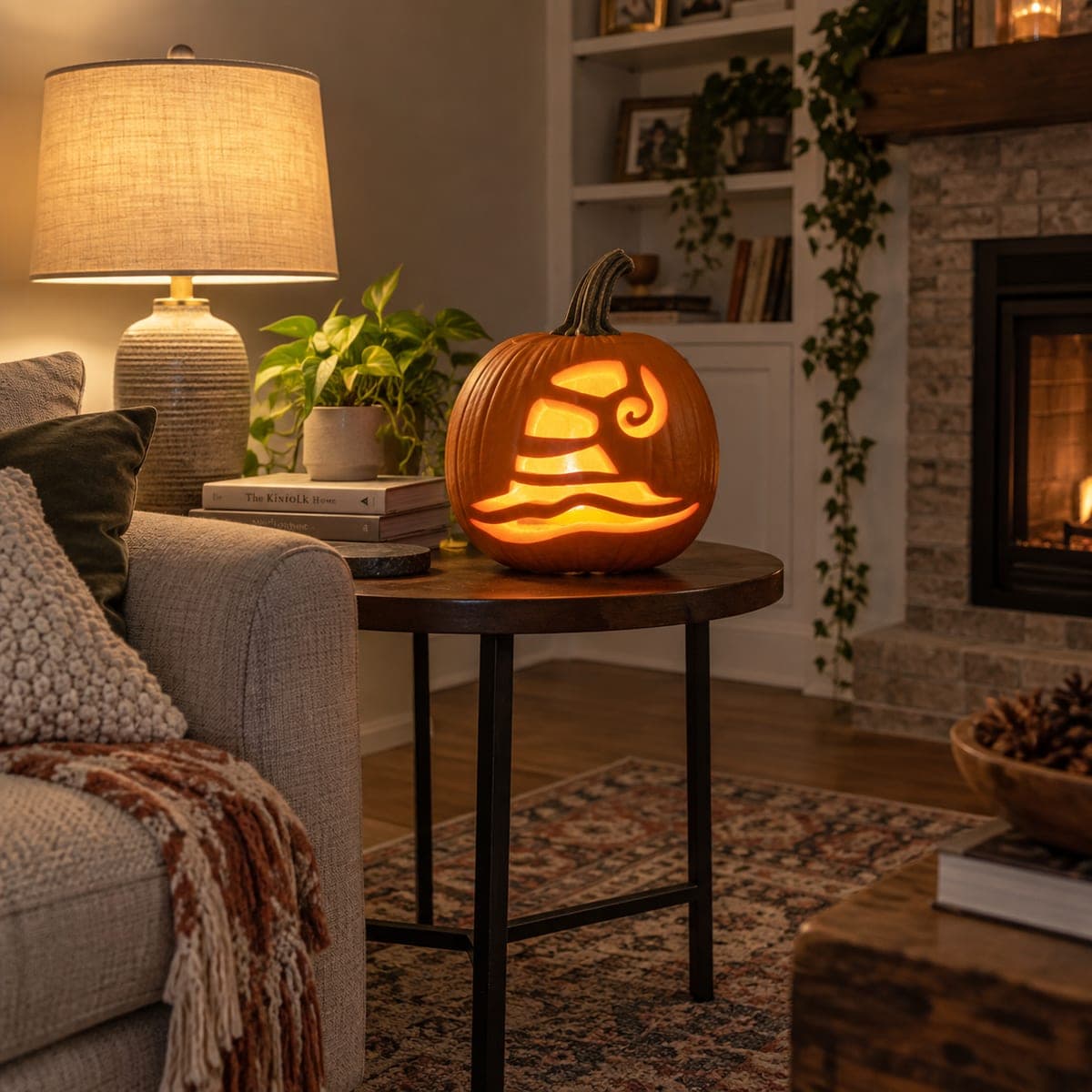 Striped Curly Witch Hat Pumpkin