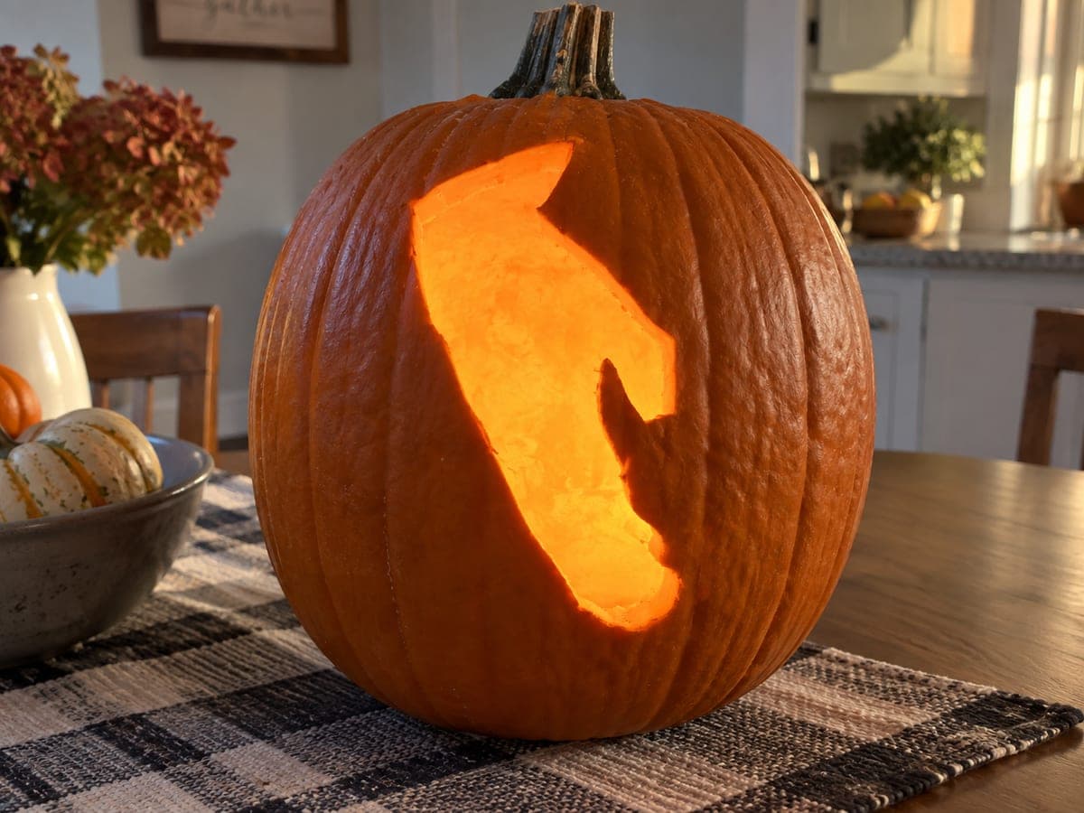 Stylized Rhode Island Outline Pumpkin