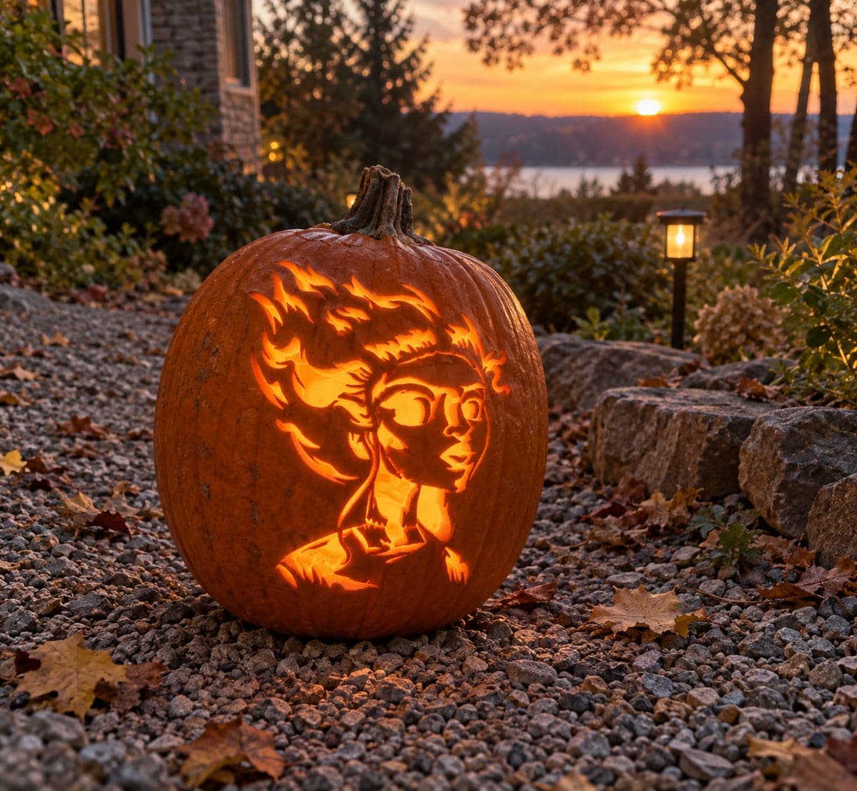 Swept-Hair Bride of Frankenstein Pumpkin — process shot 2 of 2