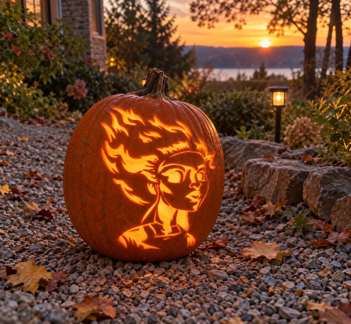 Swept-Hair Bride of Frankenstein Pumpkin