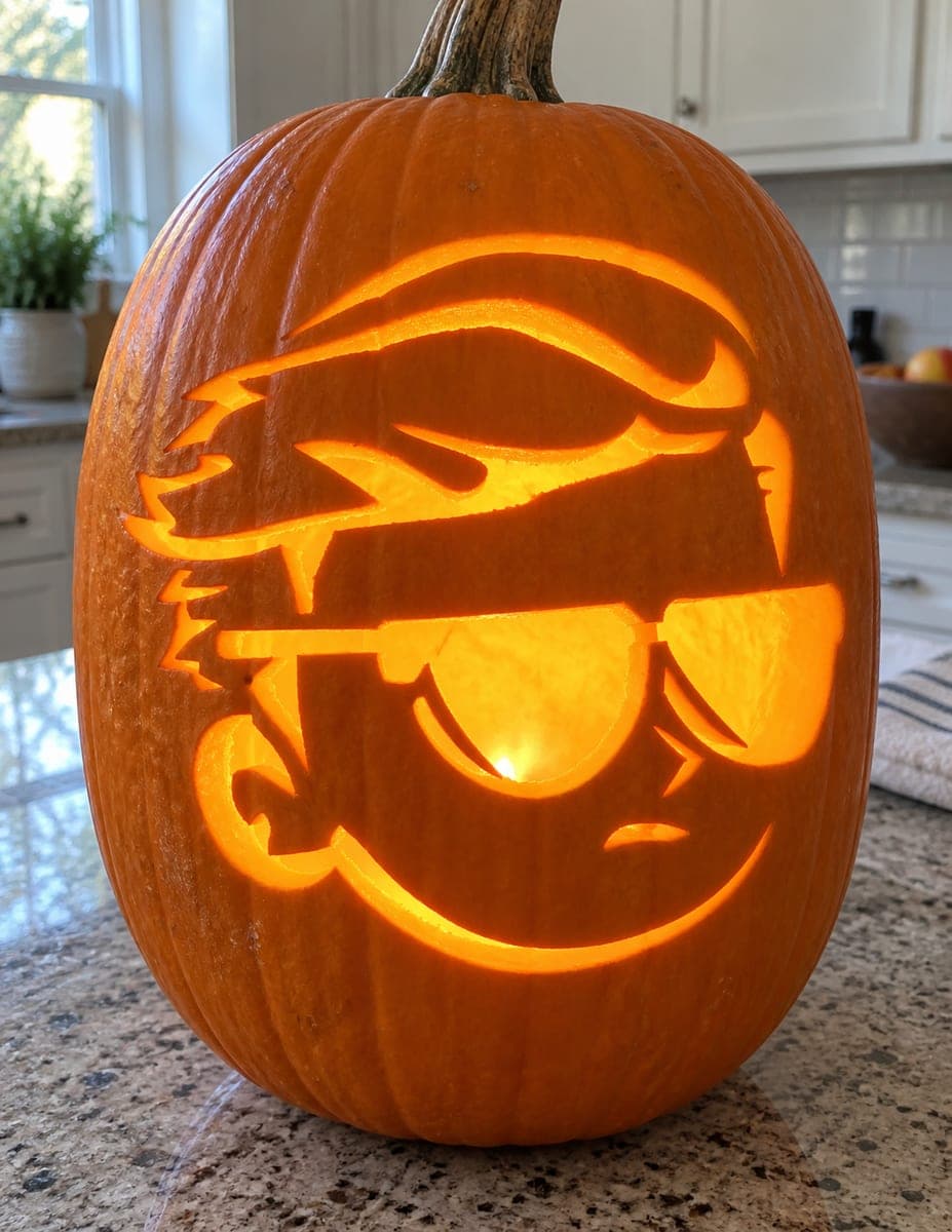 Swept-Hair Sunglasses Face Pumpkin
