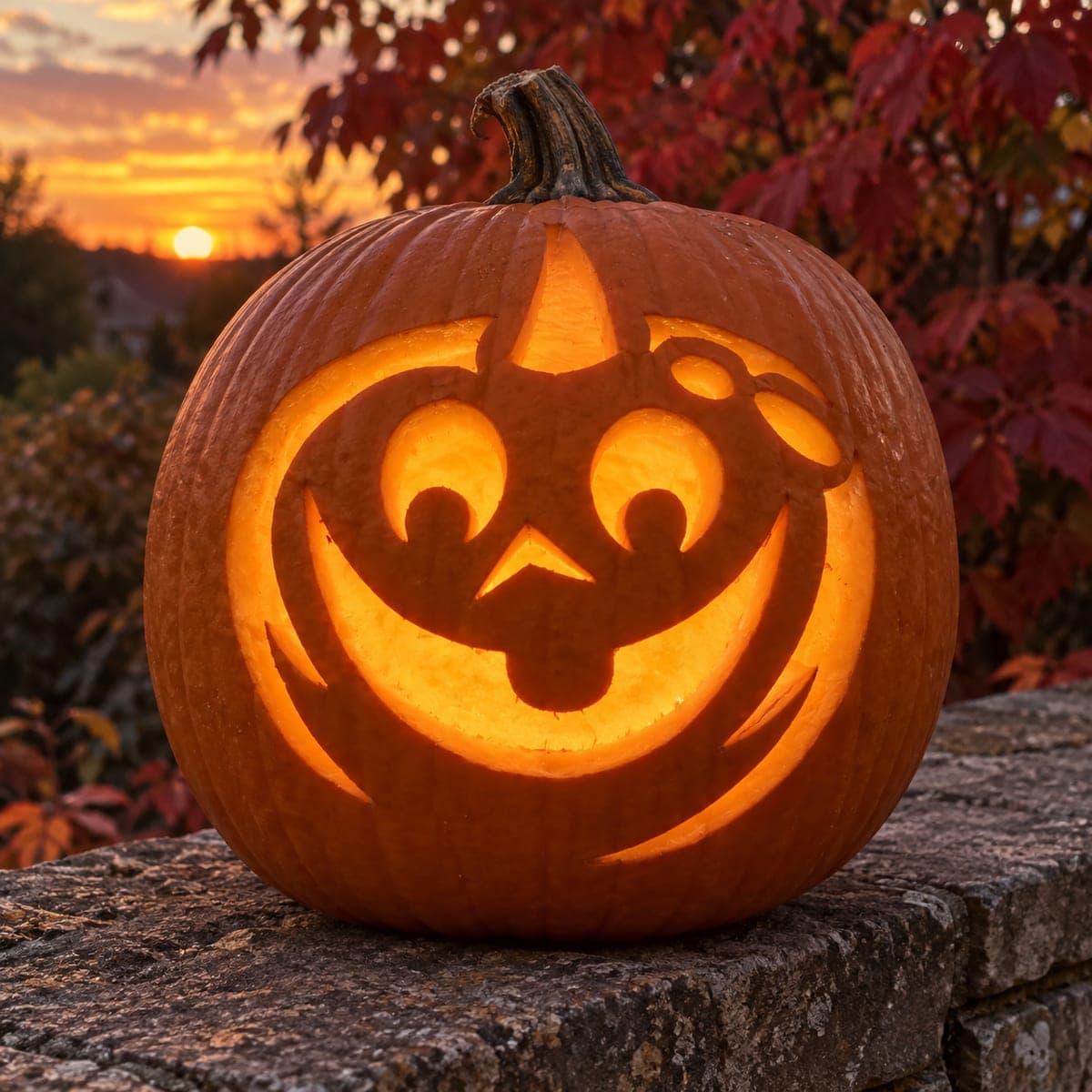Swirling Happy Jack-O-Lantern Pumpkin