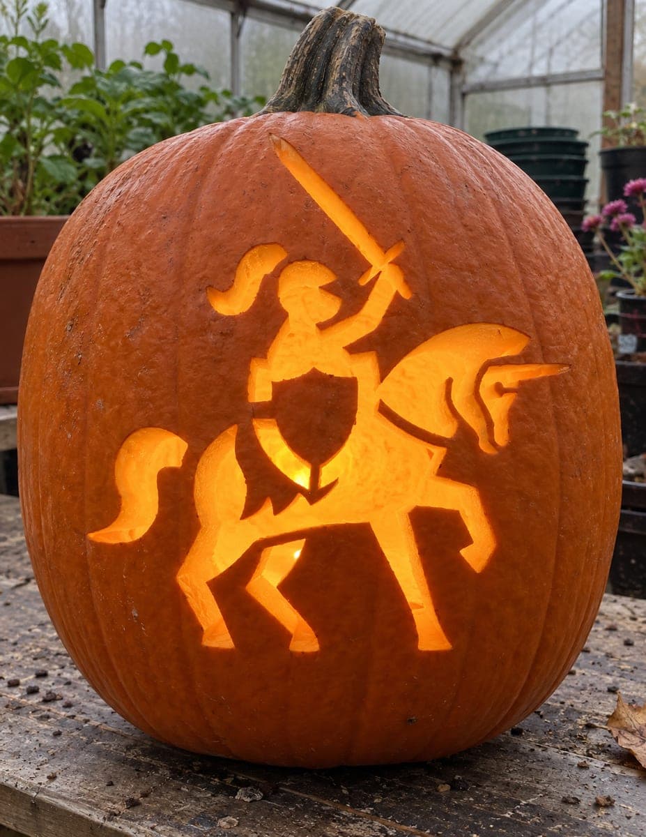 Sword-Raising Knight on Horseback Pumpkin