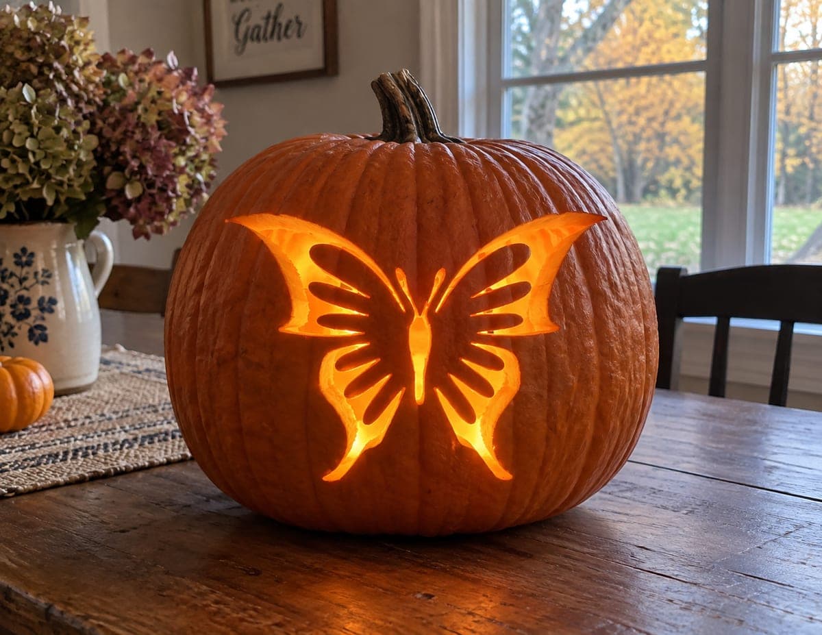 Symmetrical Butterfly With Long Wing Tips Pumpkin