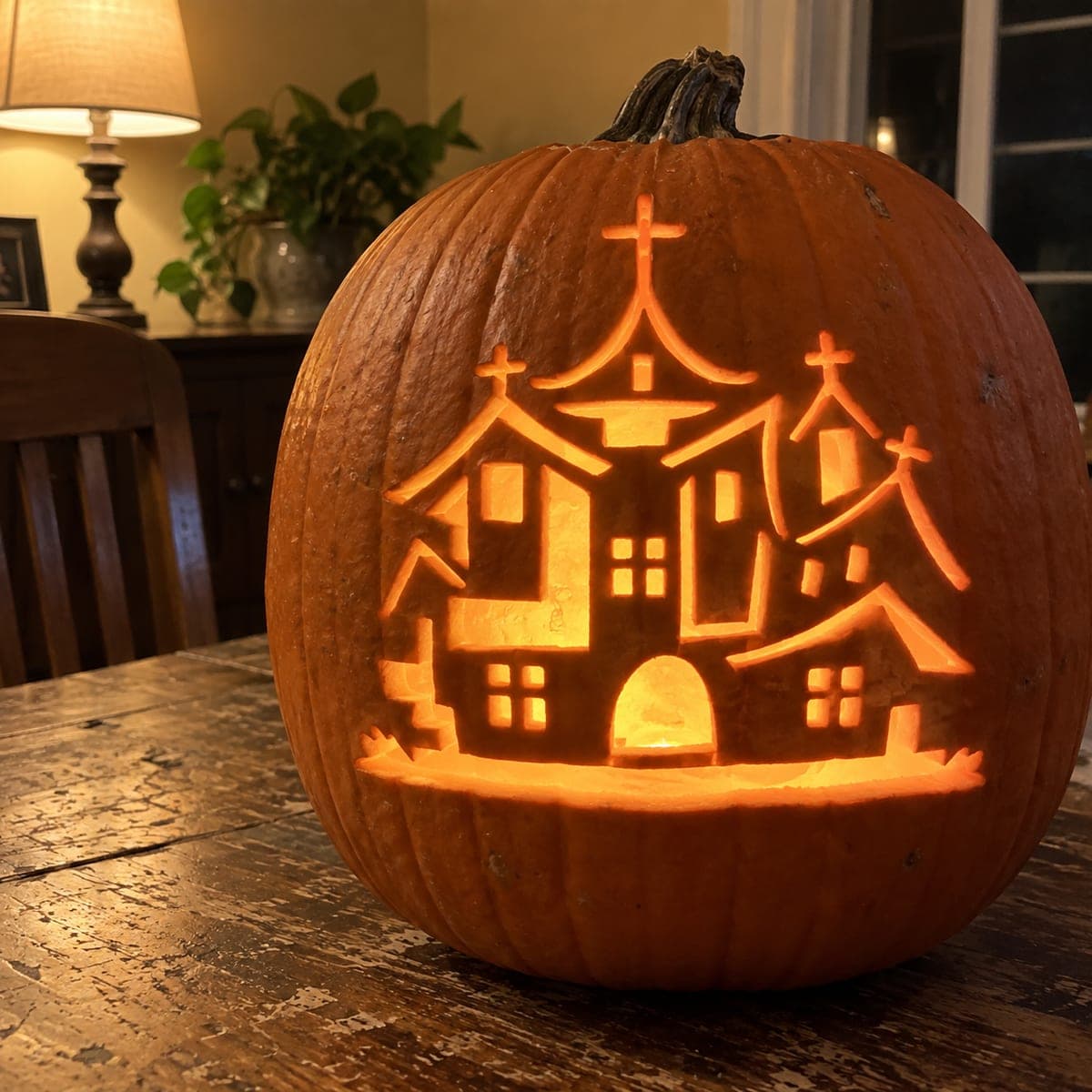 Three-Gabled Haunted Mansion Pumpkin