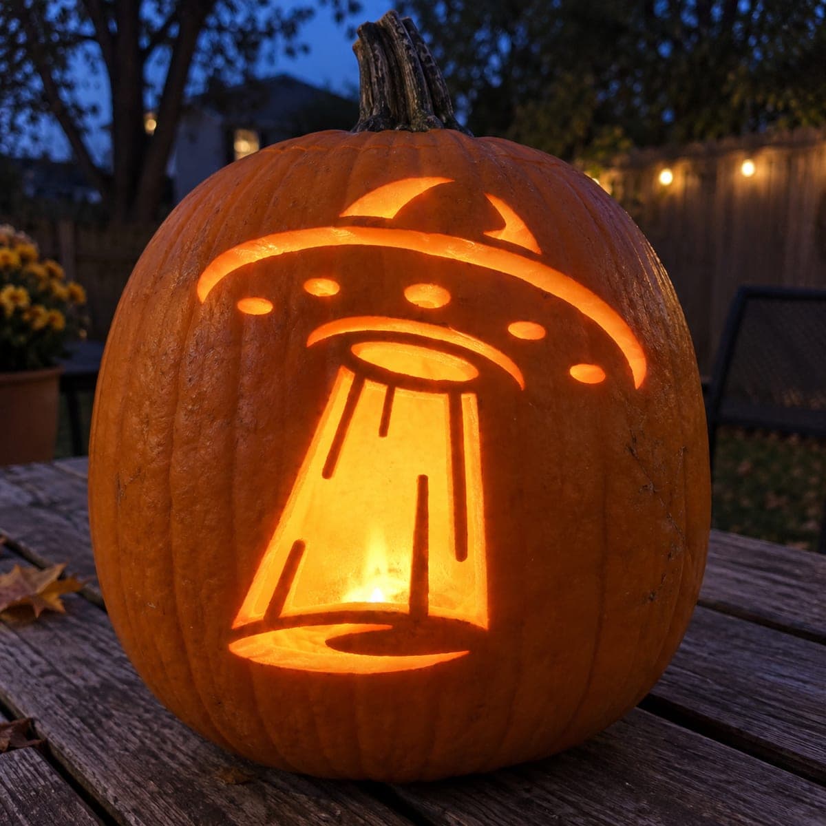 Tilted UFO With a Wide Light Beam Pumpkin