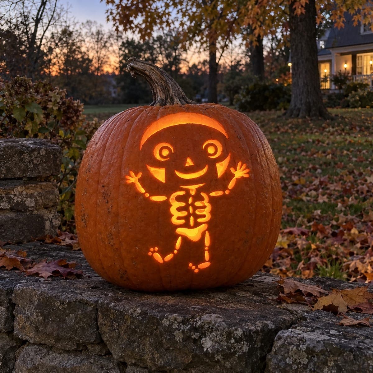 Tiny Dancing Skeleton Pumpkin