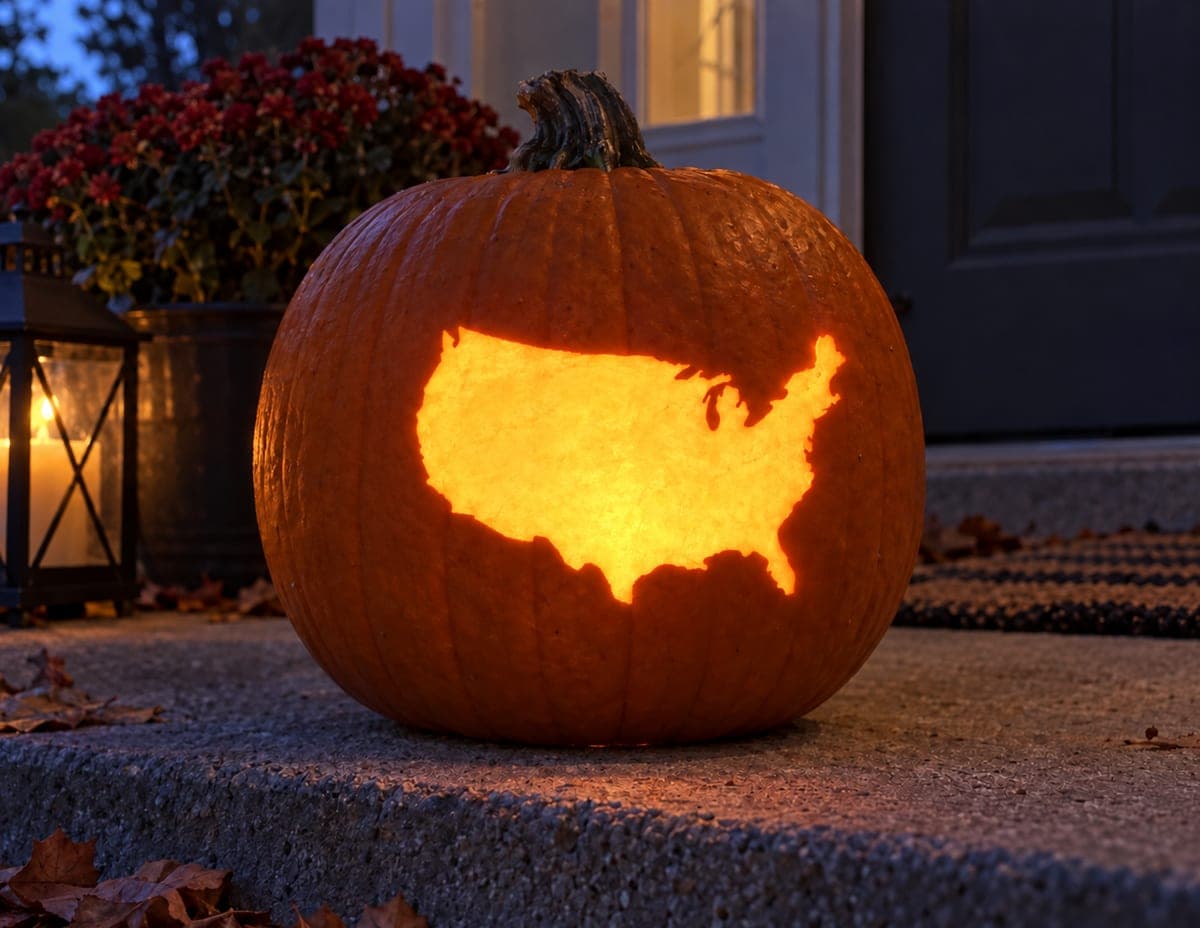 United States Mainland Map Pumpkin