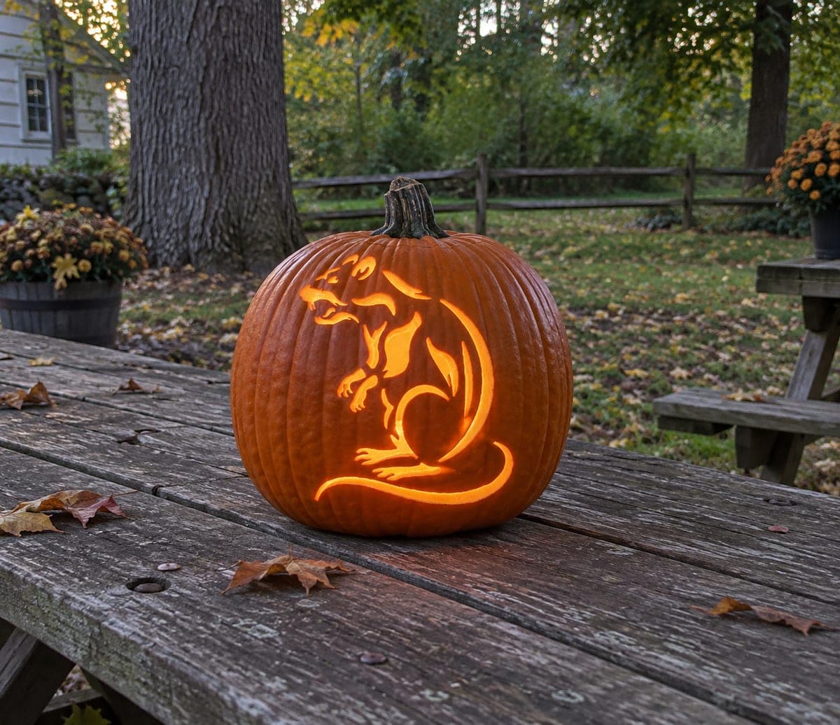 Upright Rat With a Curled Tail Pumpkin