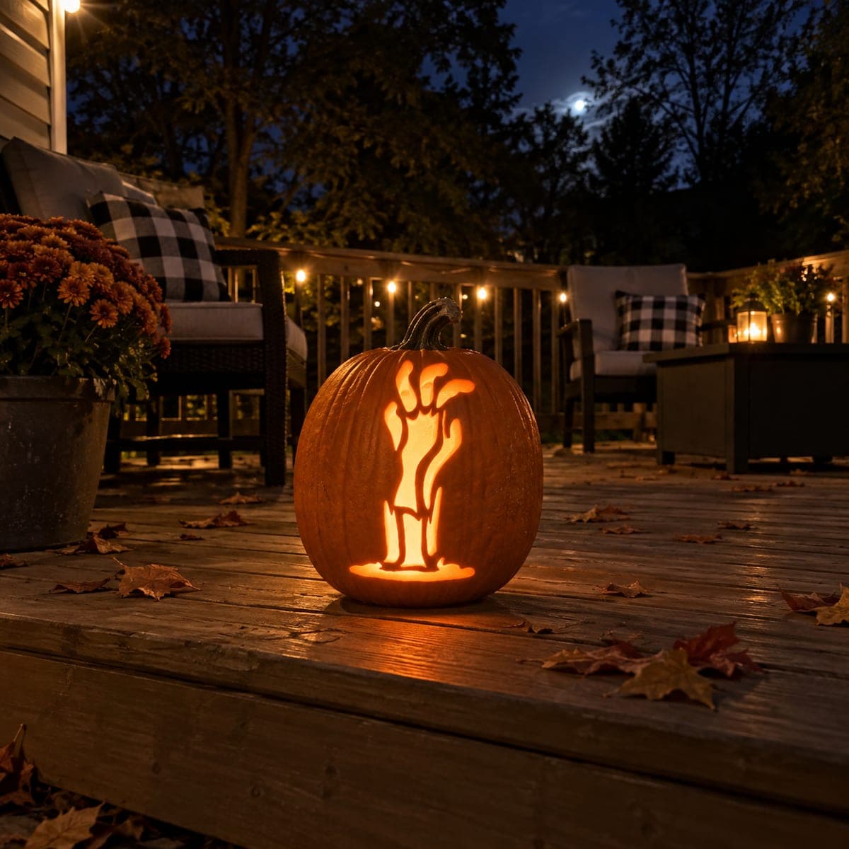 Upright Skeletal Hand Pumpkin