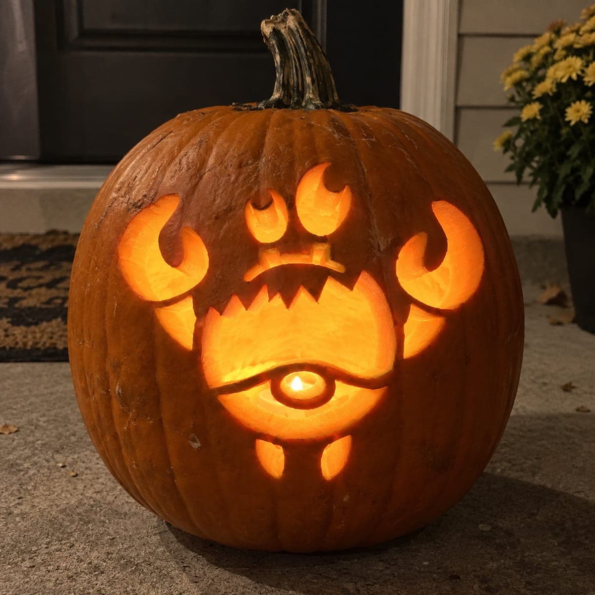 Upside-Down One-Eyed Claw Monster Pumpkin