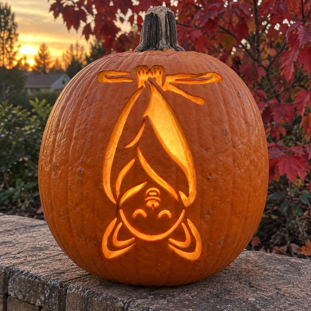 Upside-Down Sleeping Bat Pumpkin