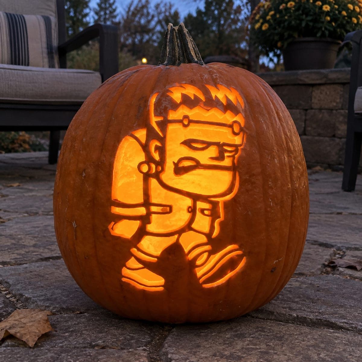 Walking Cartoon Frankenstein Pumpkin