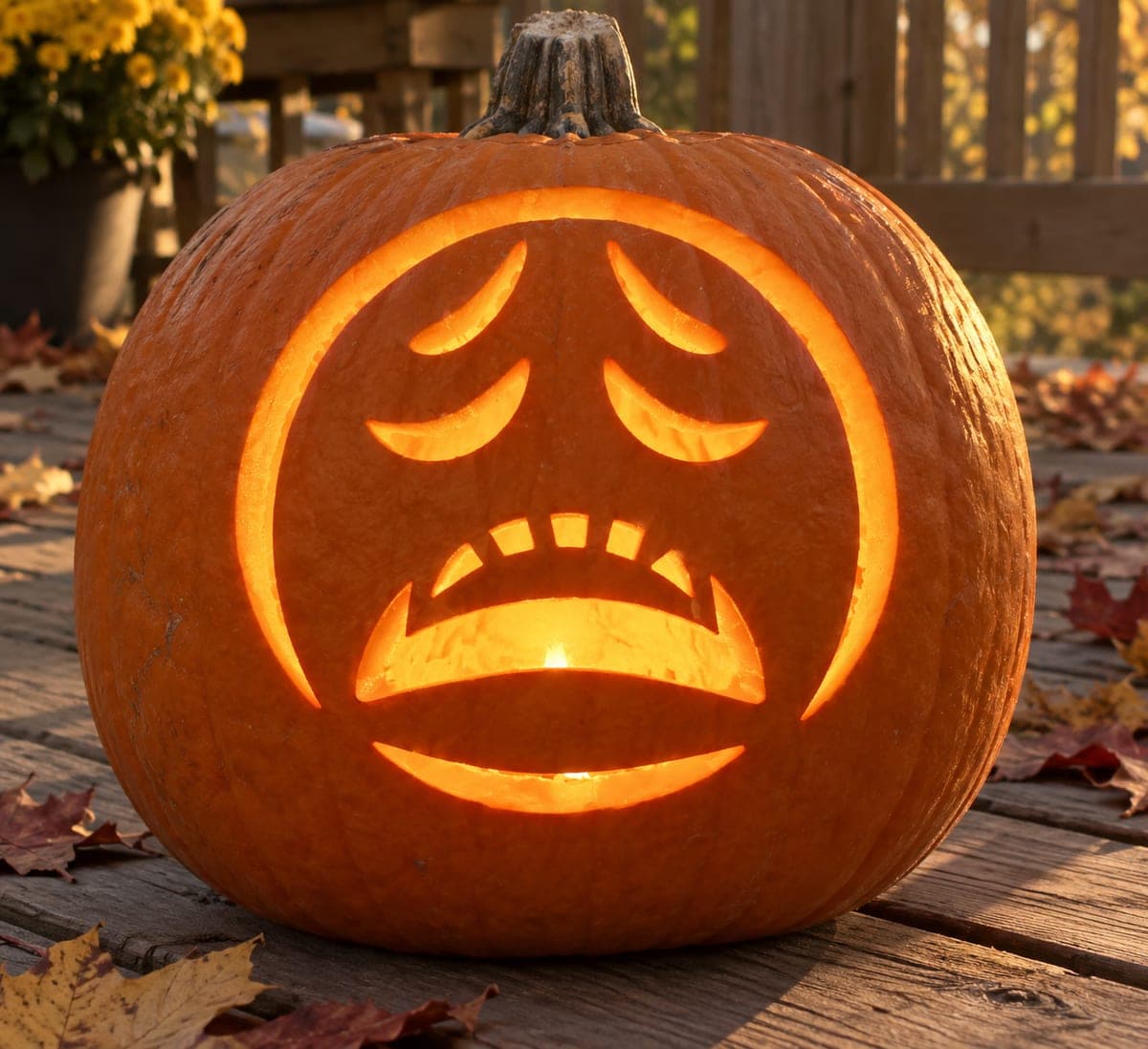Weary Open-Mouth Emoji Pumpkin