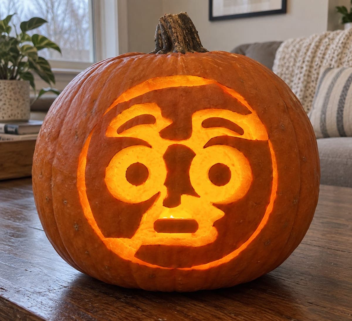 Wide-Eyed Flushed Emoji Pumpkin — process shot 2 of 2