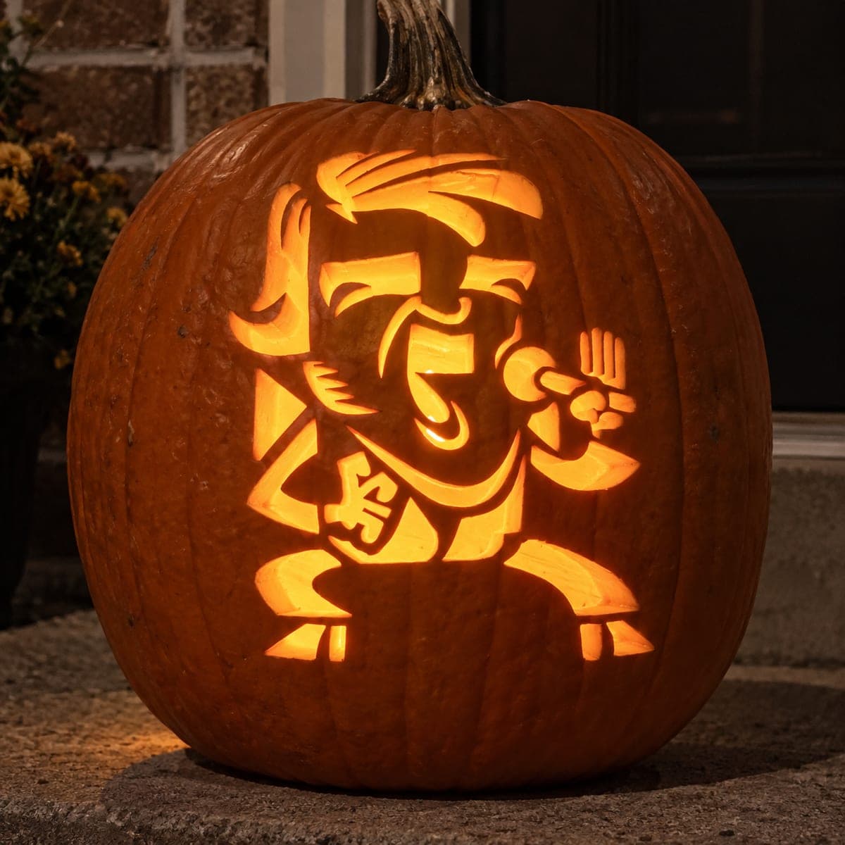 Wide-Mouthed Cartoon Singer Pumpkin