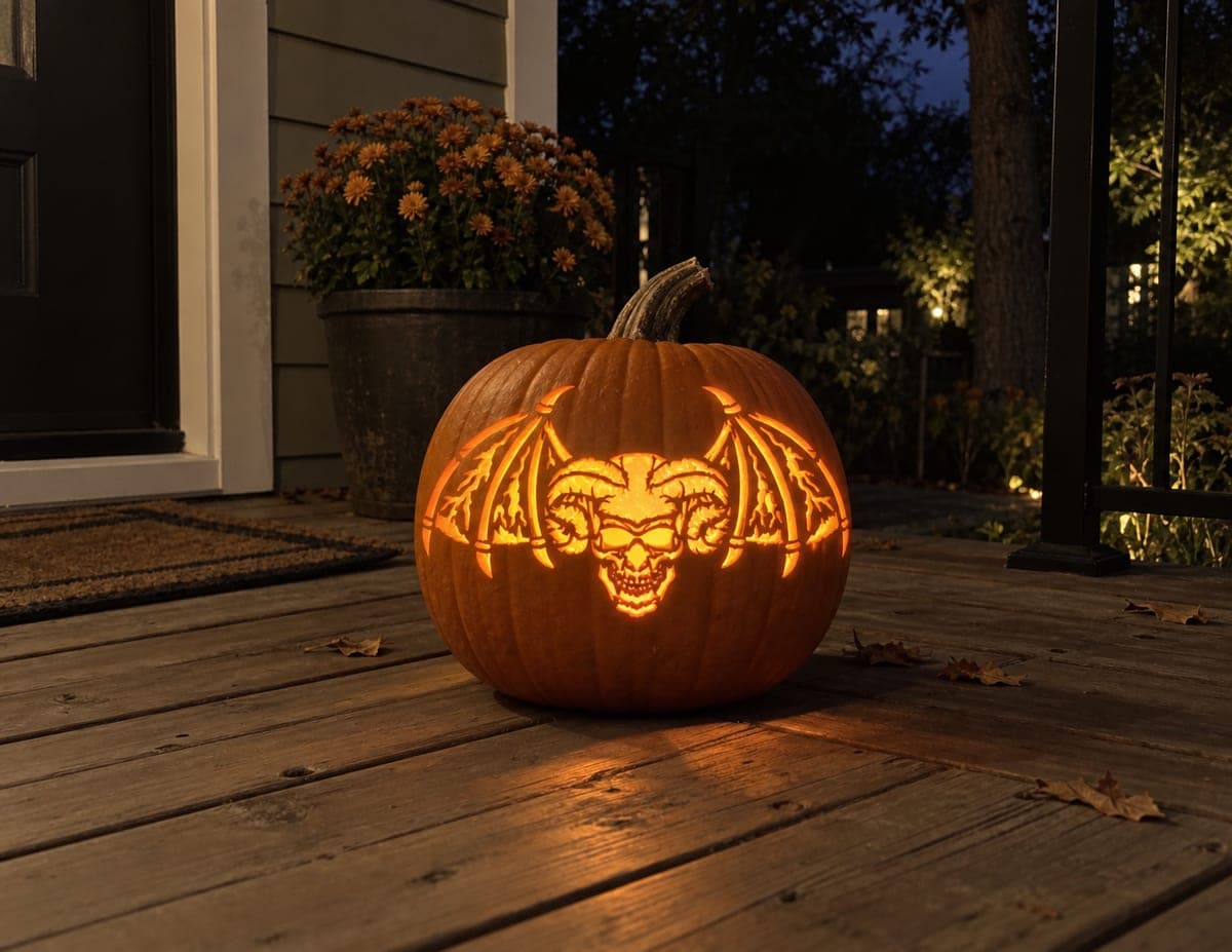 Winged Gargoyle Face Pumpkin