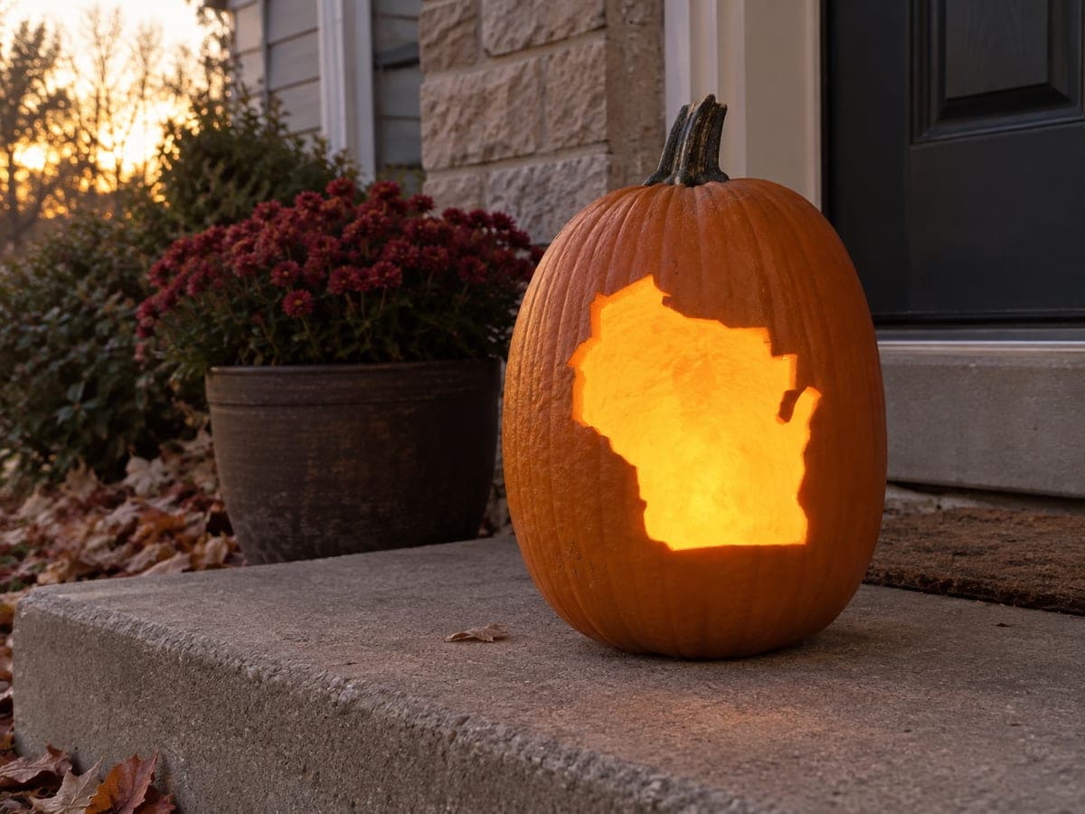 Wisconsin State Outline Pumpkin