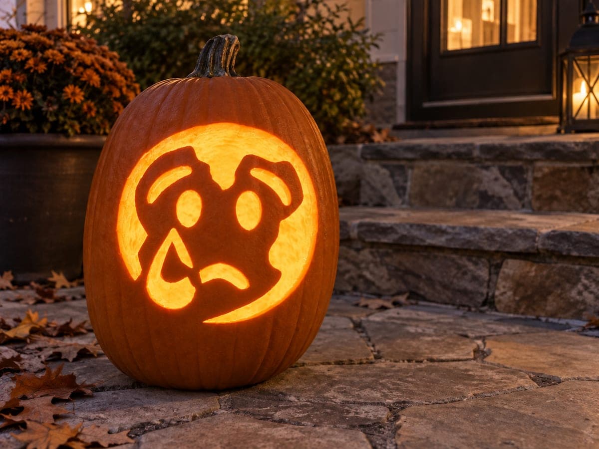 Worried Round-Eyed Emoji Pumpkin