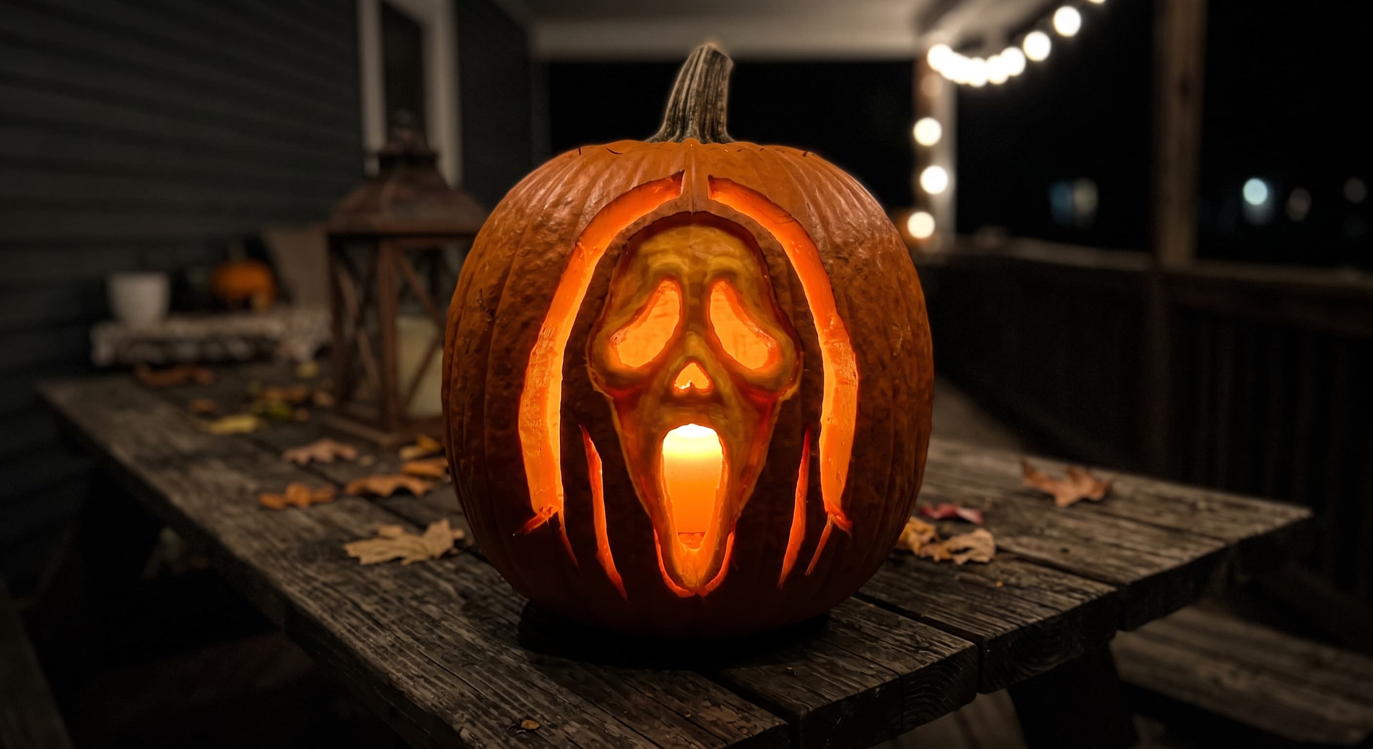 Screaming Ghost Face Pumpkin