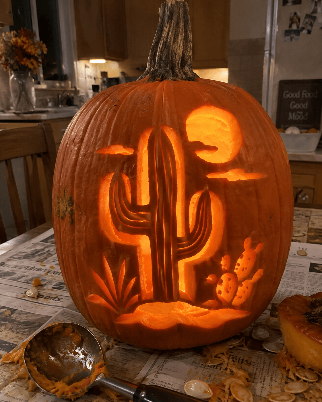 Desert Night Saguaro Pumpkin