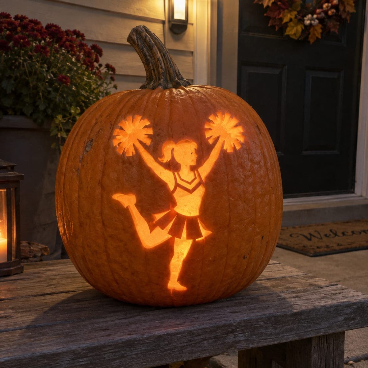 High-Kick Cheerleader Pumpkin Carving with Pom-Poms