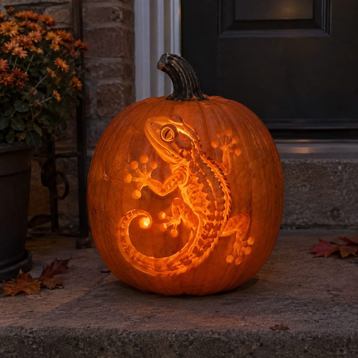 Climbing Gecko Shaded Pumpkin Carving
