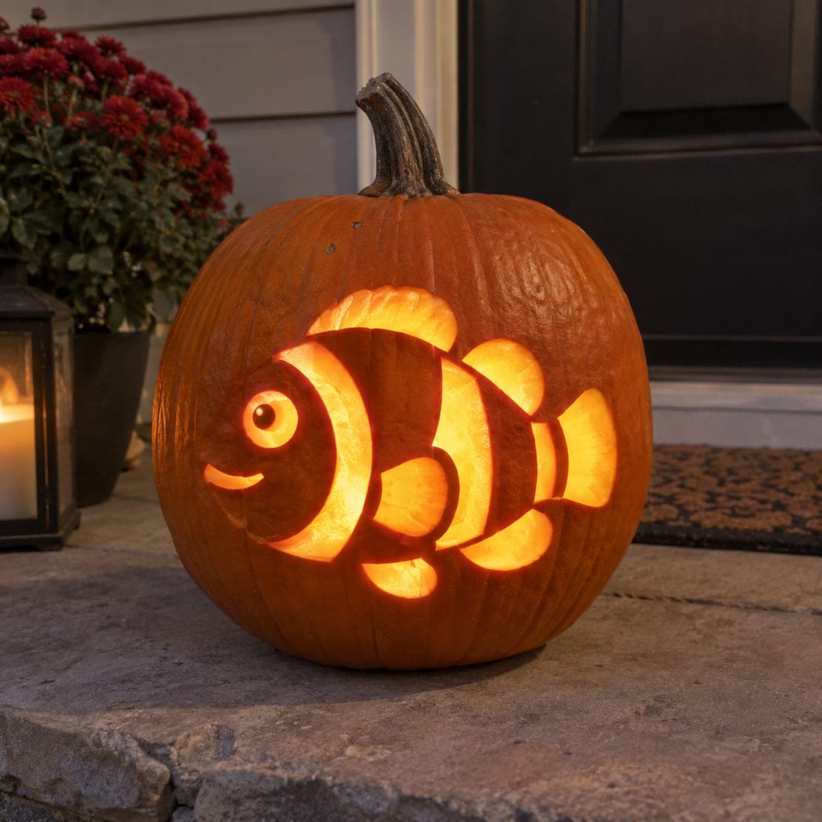Clownfish Jack-O-Lantern with Glowing Stripes