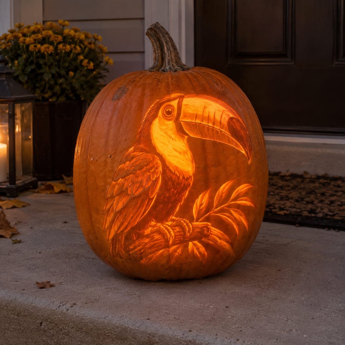 Tropical Toucan Shaded Pumpkin Portrait
